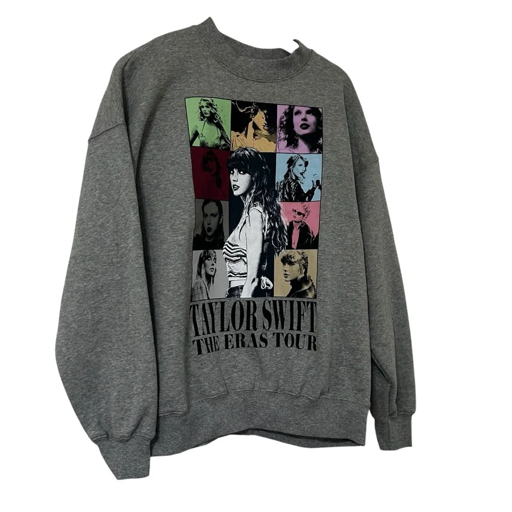 Taylor Swift The Eras Tour Heather Gray Crewneck Sweatshirt OVERSIZED Size Small - Picture 4 of 8